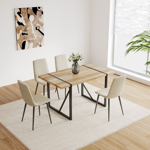 Nicbex Kitchen Table Set For 4 Modern Dining Room Table With Wooden ...