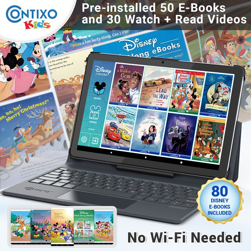 Contixo 10" Tablet 128GB with Keyboard (2023 Model), 2.0GHz Octo-Core Processor, 6GB RAM, 13MP Camera, 80+ Disney Storybooks & Google Kids Space, 3 of 17