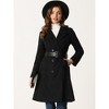 Allegra K Women's Lapel Collar Winter Belted Double Breasted Long Coat - 2 of 4