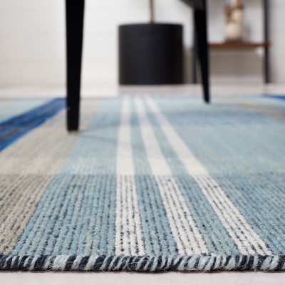 Handmade Gray Stripe Wool 6' x 9' Flat Woven Area Rug