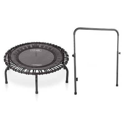 JumpSport 220 In Home Cardio Fitness Rebounder - Mini Trampoline with Handle Bar Accessory, Premium Bungees and Workout DVD