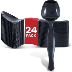 Stock Your Home Disposable Plastic Serving Spoons, Black (24 Pack) - 1 of 4
