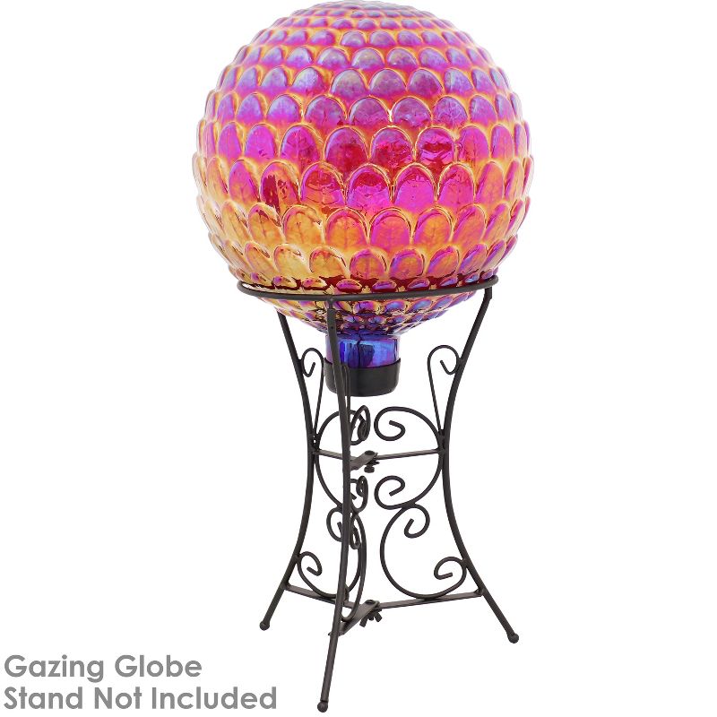 Sunnydaze Scalloped Texture Indoor/Outdoor Gazing Globe Glass Garden Ball - 10" Diameter - Red, 6 of 8
