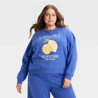 Women's Sunshine Lemons Graphic Sweatshirt - Blue