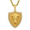 Steeltime 30" 18k gold plated stainless steel and simulated diamond lion shield pendant - 2 of 4