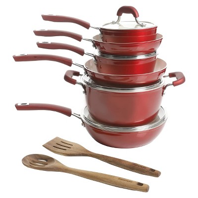 Kenmore Arlington Aluminum Ceramic Coated Nonstick Cookware Set in Metallic Red, 5 of 11