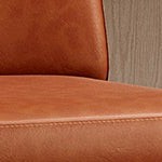 brown faux leather & black steel frame