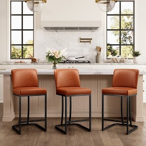 Captiva Designs 24 inch Height Bar Stool with Faux Leather & Padded Seat and Back & Sturdy Steel Frame - 1 of 4