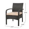 Outdoor PE Rattan Dining Chairs Set Of 2,Fabric Upholstered Dining Chair With Iron Frame,Rattan Patio Lounge Armrests Chair-Coolbibila - 4 of 4