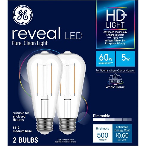 Drink water tand Indringing Ge 2pk 5w 60w Equivalent Reveal Led Hd+ Light Bulbs : Target