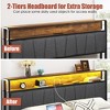 CSBDHome Twin Size Metal Platform Bed Frame with Storage Drawers, RGB LED Headboard, Charging Ports & Shelf - Industrial Wood and Upholstered Design - 4 of 4
