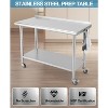 48"x24" Stainless Steel Prep Table w/ Undershelf & Wheels - Heavy-Duty Commercial Worktable for Kitchens - 4 of 4