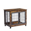 Gulches Rustic Brown Furniture-Style Dog Crate Side Table on Wheels with Double Doors - 3 of 4
