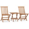 vidaXL 3 Piece Folding Patio Dining Set with Cushion Solid Teak Wood - 2 of 4