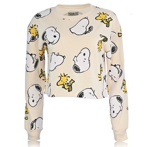 Ladies Peanuts Snoopy Fashion Hoodie - Ladies Classic Snoopy Fleece Sweatshirt - Peanuts Allover Sweatshirt - 1 of 4