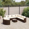 vidaXL Patio Sofa Set with Cushions Garden Furniture 10 Piece Poly Rattan - Brown and Cream - 2 of 4