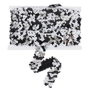 Elastic Sequin Trim, 1.2 Inch 3 Row Multicolored Flat Glitter Metallic Paillette Sequin Ribbon, Sewing Stretch Sequin Strip DIY Craft, 4 Yards - 1 of 4