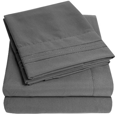 California King Gray Solid Microfiber Deep Pocket Sheet Set