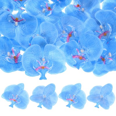 Unique Bargains Silk Plastic Durable Handcrafted Artificial Orchid Flower Heads 20 Pcs