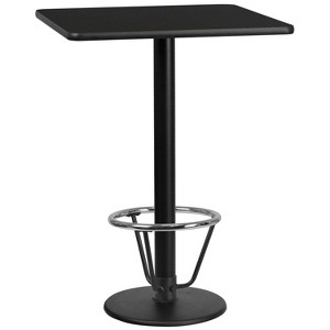 Flash Furniture 30'' Square Black Laminate Table Top with 18'' Round Bar Height Table Base and Foot Ring - 1 of 1