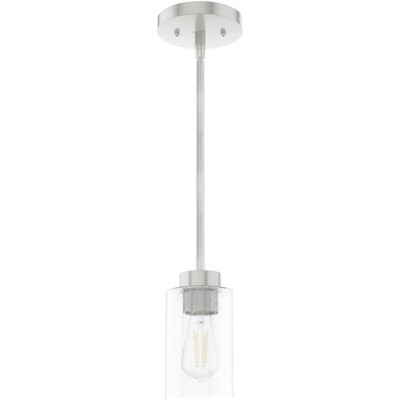 Hartland Brushed Nickel Mini Jar Pendant with Seeded Glass