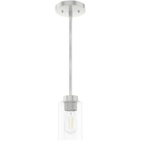 Hunter Fan 1-Light Hartland Mini Pendant Silver : Seeded Glass, Adjustable Height, UL Listed, Brushed Nickel Finish - image 1 of 3