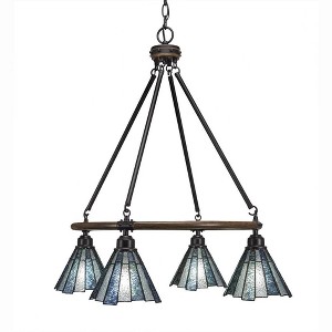 Toltec Lighting Blacksmith 4 - Light Chandelier in  Painted Wood/Dark Granite with 7" Sea Ice Art Glass Shade - 1 of 1
