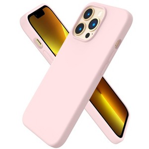 BONGEEK Compatible with iPhone 13 Pro Case 6.1, Slim Liquid Silicone 3 Layers Full Covered Soft Gel Rubber Case Cover 6.1 inch-Chalk Pink - 1 of 4