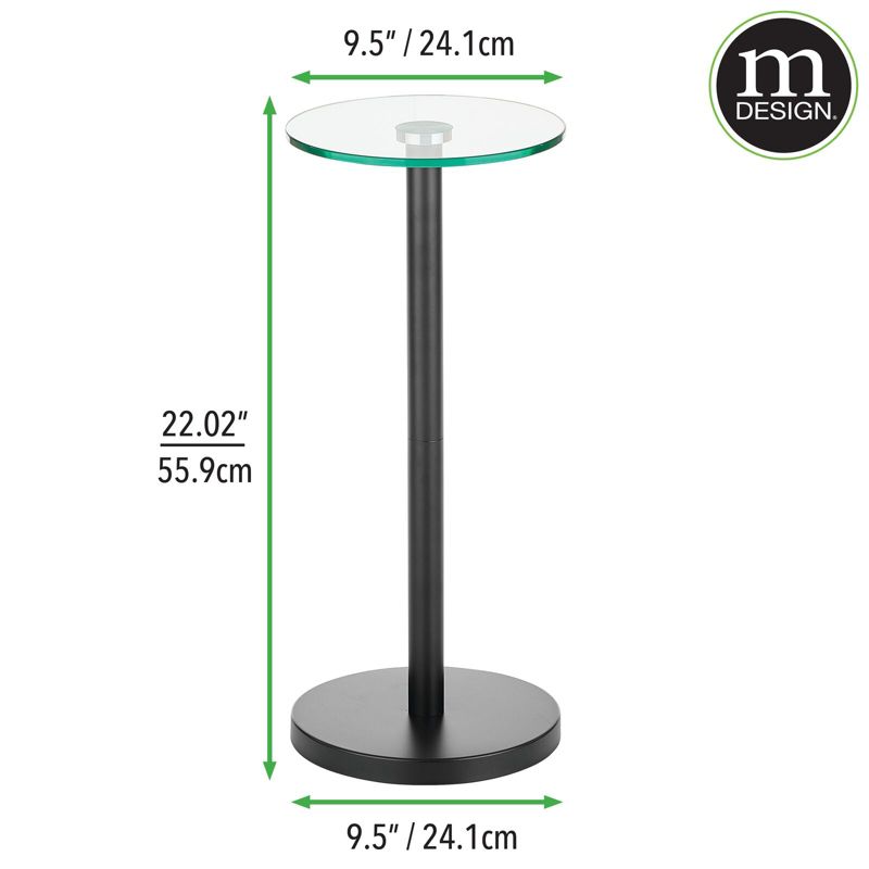 mDesign Metal/Glass Top Round Accent Side/End Drink Table Furniture, 3 of 8