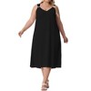 Agnes Orinda Women's Plus Size Elegant Texture V-Neck Sleeveless Pleated Back Midi Dress - 2 of 4