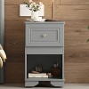 PAGED Night Stand Elegant Bedside Table Wooden Nightstand with Storage Drawer and Open Shelf for Bedroom - 2 of 4