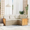 vidaXL Garden Sofa Set Beige PE rattan, powder-coated steel, 100% polyester - 2 of 4