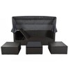 Nestfair Wicker Outdoor Patio Rectangle Day Bed with Retractable Canopy and Cushions Gray - 3 of 4