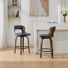 SEYNAR PU Leather 360 Degree Swivel Open Back Bar Stools Wood Legs Set of 2 - 2 of 4