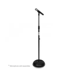 PylePro PMKS5 Freestanding Compact Adjustable Universal Microphone Stand with Pivot Angle Mic Clip for Home, Office, or Studio, Black
