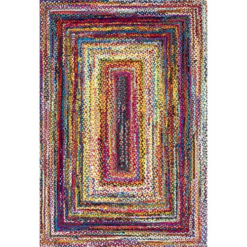 Tappeto Ovale NuLOOM Tammara In Cotone Intrecciato A Mano – Multicolore 7x9, Tappeto Bohémien Per Soggiorno E Cucina - 3