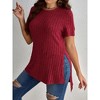 Coolmee Womens Plus Size Short Sleeve Shirts Casual Loose Fit Ribbed Side Slit Tunic Tops - 4 of 4