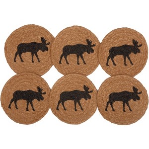 Cumberland Stenciled Moose Jute Coaster Set of 6 - 1 of 4