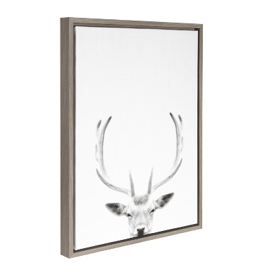 Gray Framed Deer Antlers Canvas Wall Art for Kids