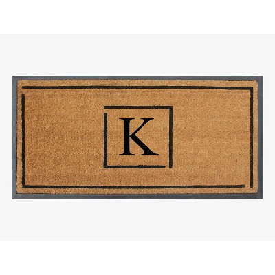 A1HC Natural Coir Monogrammed Doormat, Anti-Shed Treated Durable Front Door Mat for Outdoor Entrance, Easy to Clean Entrymat 24"x48"
