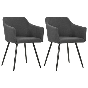 vidaXL Dining Chair Set of 2 Dark Grey Fabric (100% polyester), metal - 1 of 2