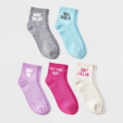 Women's Valentine's Day Ribbed 5pk Ankle Socks - 4-10