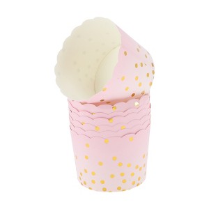 Unique Bargains Medium Polka Dot Disposable Baking Cups Wood Pulp Paper PE Coating 2.76"x2.17" 50 Pcs - 1 of 4