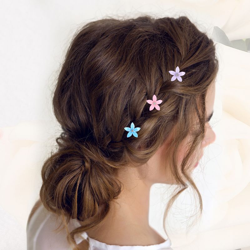 Unique Bargains Girl's Rhinestone Small Flower Hair Clips Multicolor 20 Pcs, 3 of 7