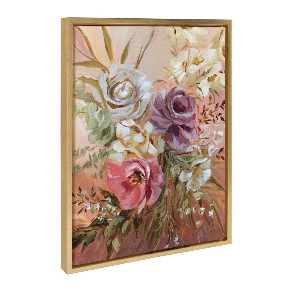 Photos - Other Decoration 18" x 24" Sylvie Rose Bouquet Framed Canvas by Annie Quigley Gold - Kate & Laurel All Things Decor