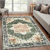 9x12 Area Rug Washable, Low-Pile Rug with Non-Slip Rubber Backing, Boho Vintage Style, Ideal for Bedroom Living Room Home Office Playroom, Blue - 2 of 4