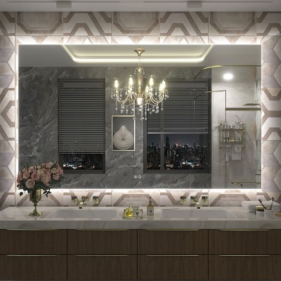Apmir Super Bright 192 LEDs/m Back LED Lighted Anti-Fog Tempered Glass Bathroom/Vanity Mirror with ETL & 3-Year Warranty