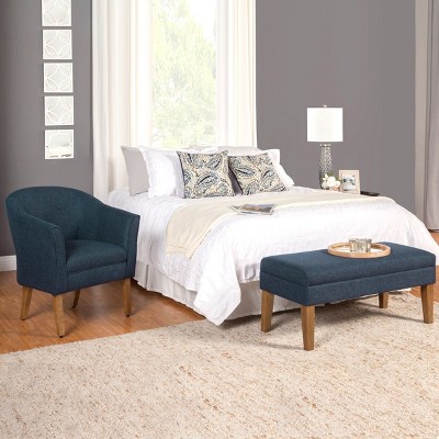 Navy Blue Modern Barrel Wooden Accent Chair