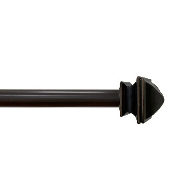 Decorative Drapery Single Rod Set with Faceted Square Finials Oil Rubbed Bronze - Lumi Home Furnishings