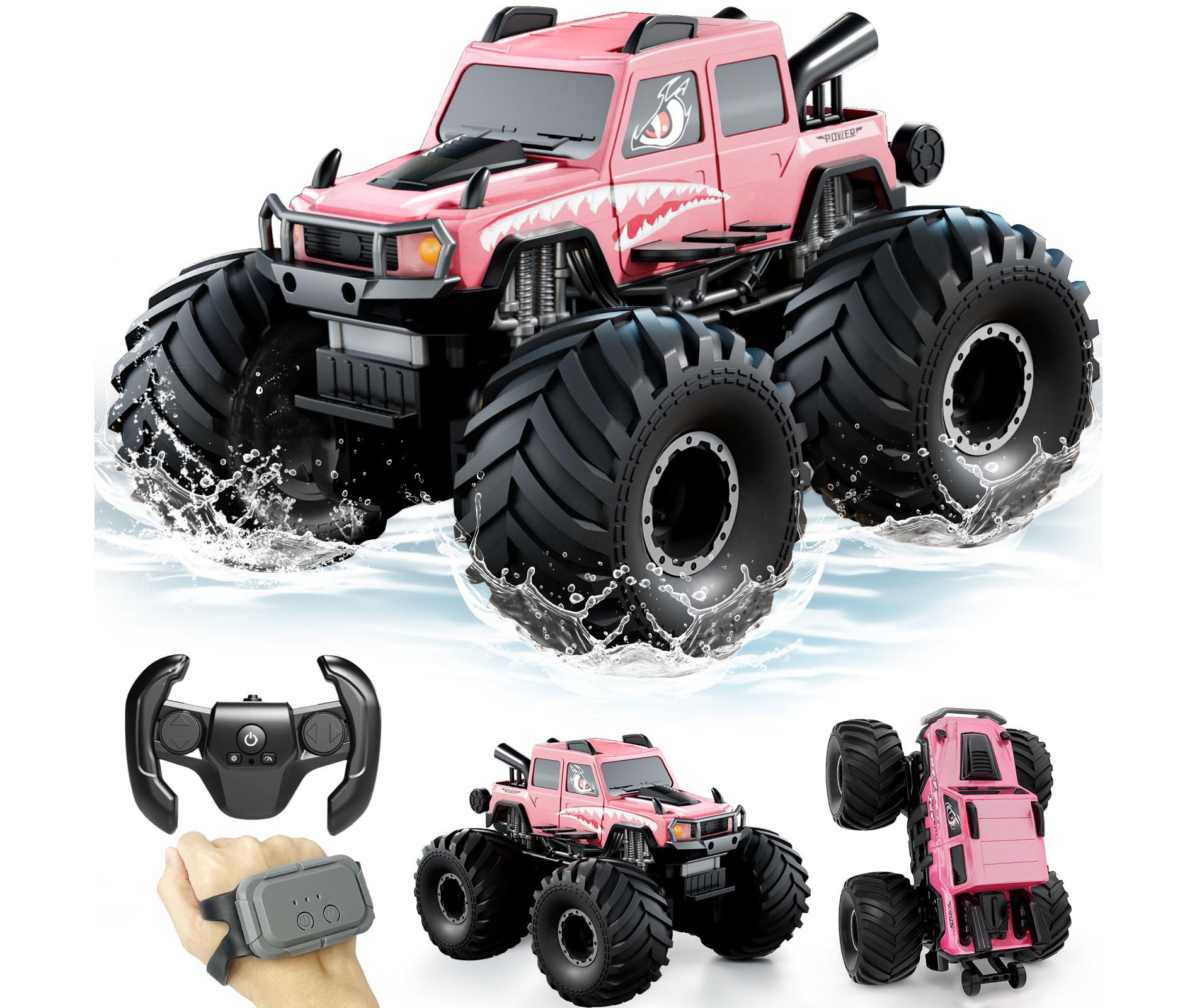TITQWOP Waterproof Monster Truck Toys RC Cars 1:16 Amphibious Remote Control Car Trucks 4WD 2.4GHz All Terrain Off-Road Pickup Toy for Kids Gifts